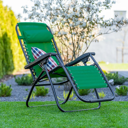 Delux összecsukható zöld nyugágy párnával