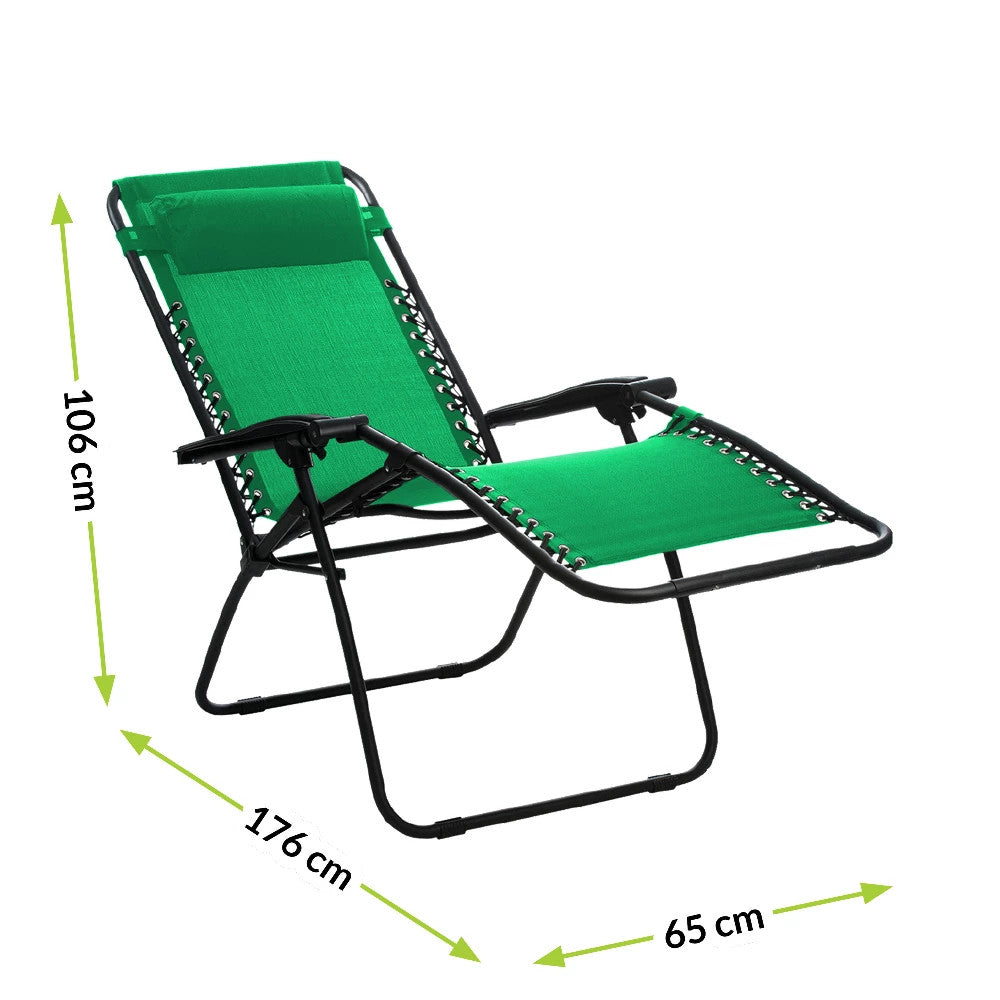 Delux összecsukható zöld nyugágy párnával