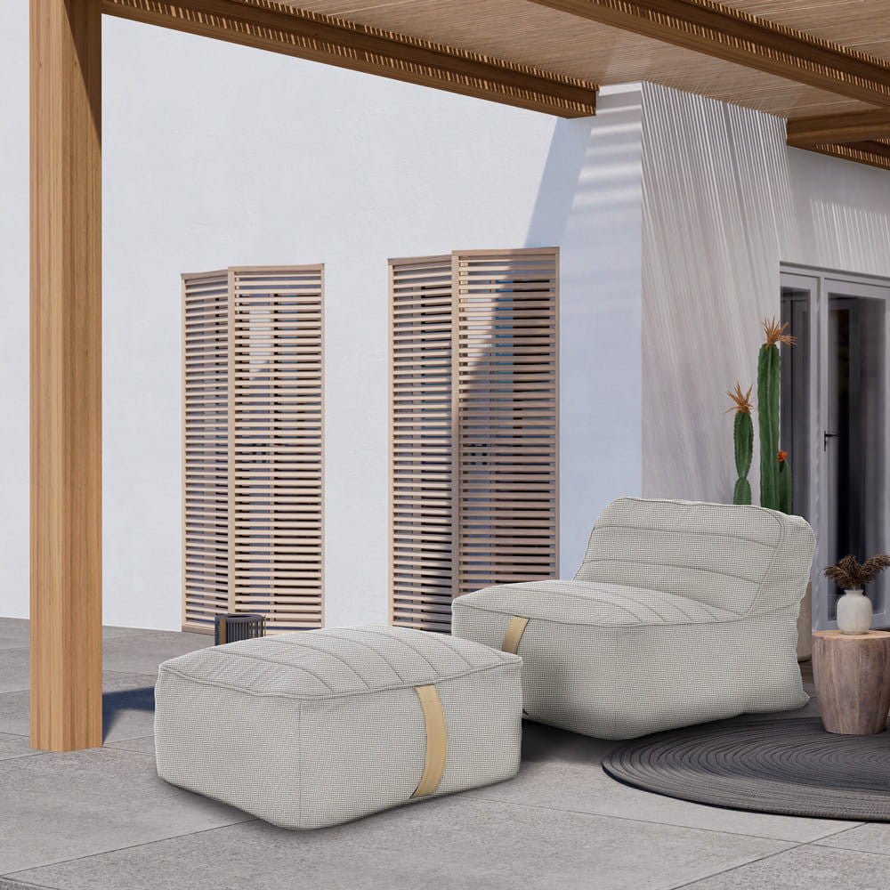 Sponge kerti szivacsfotel puffal, bézs