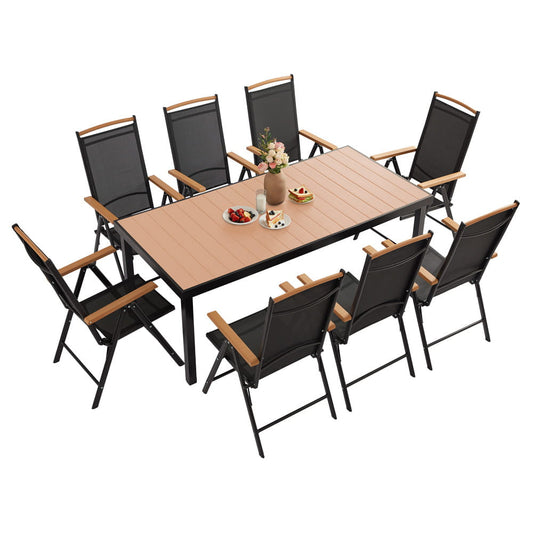 IZZY 8 személyes kerti bútor garnitúra barna asztallap