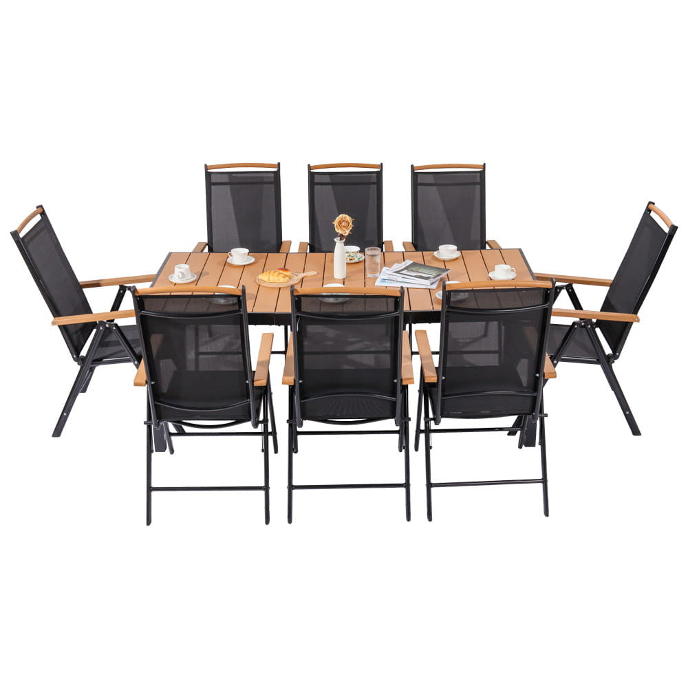 IZZY 8 személyes kerti bútor garnitúra barna asztallap