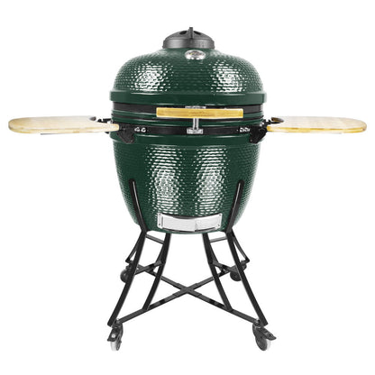 Kerámia faszéngrill oldalpolcokkal, 52 cm ráccsal