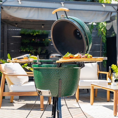 Kerámia faszéngrill oldalpolcokkal, 52 cm ráccsal