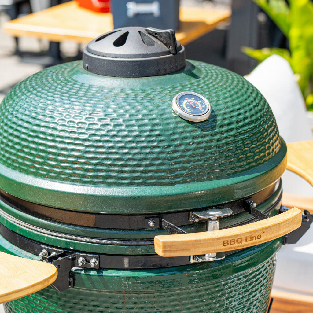 Kerámia faszéngrill oldalpolcokkal, 52 cm ráccsal