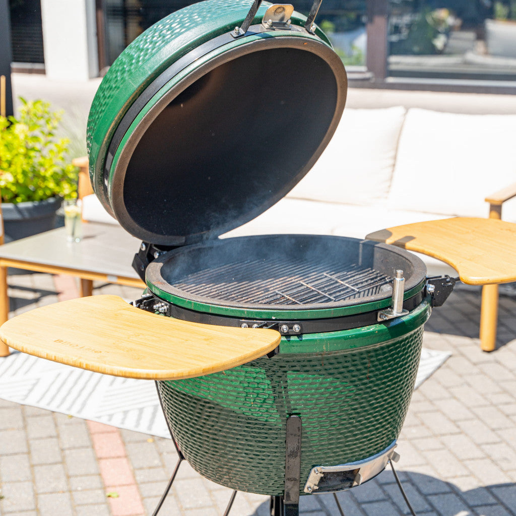 Kerámia faszéngrill oldalpolcokkal, 52 cm ráccsal