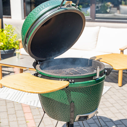 Kerámia faszéngrill oldalpolcokkal, 52 cm ráccsal