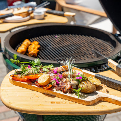 Kerámia faszéngrill oldalpolcokkal, 52 cm ráccsal