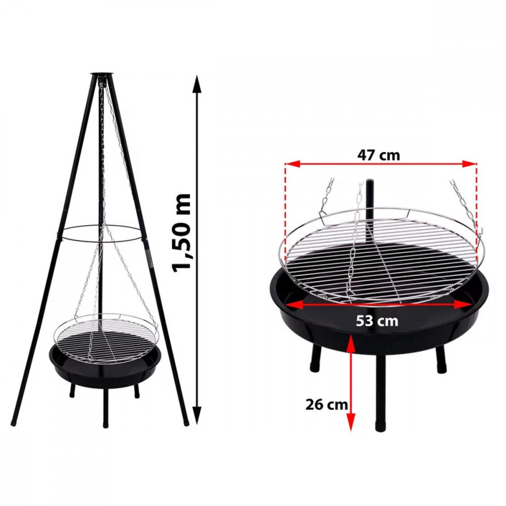 MIR281 szén grill készlet háromlábú állvánnyal_8