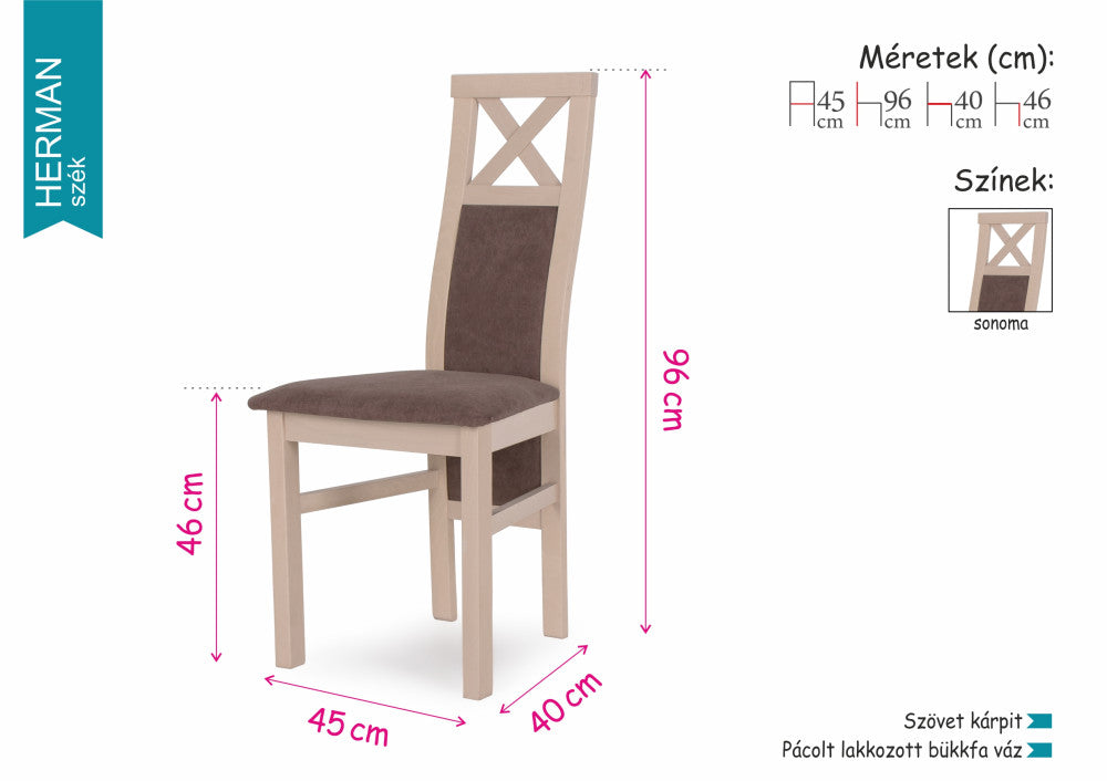 Herman szék Bella étkezőasztallal  - étkezőgarnitúra