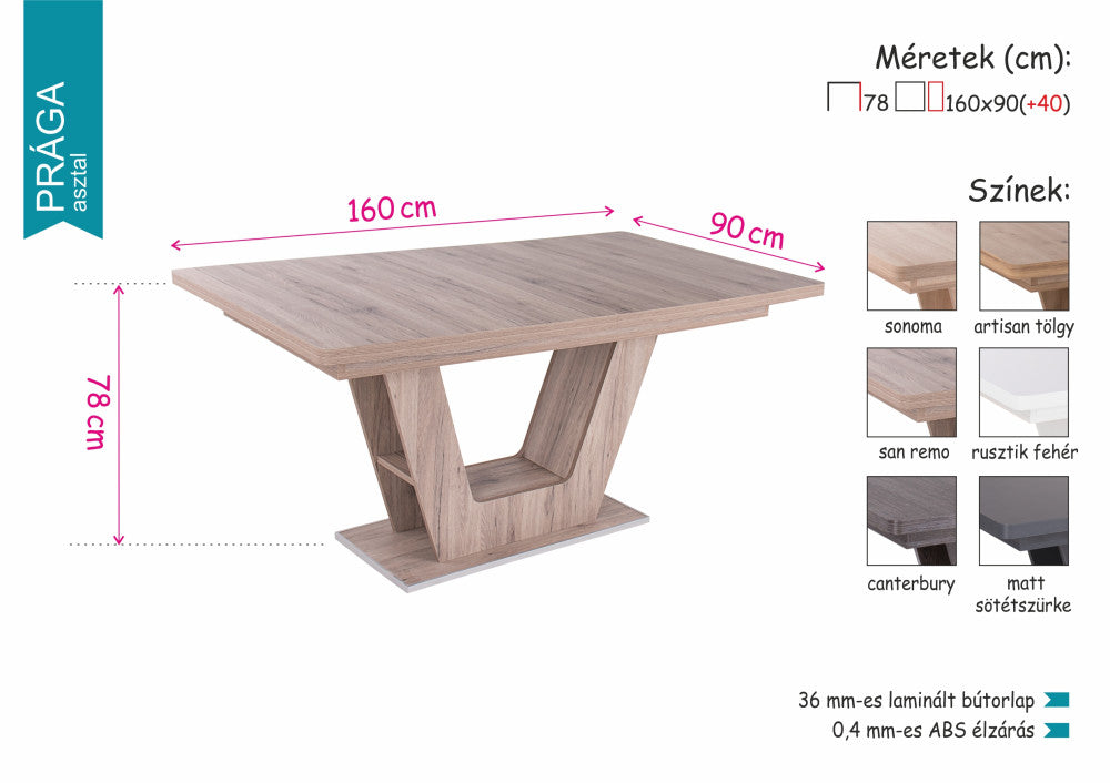 Lotti szék Prága étkezőasztallal  - étkezőgarnitúra