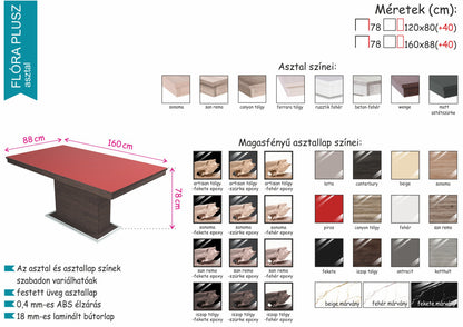 Panama étkező Flóra Plusz étkezőasztallal  - étkezőgarnitúra