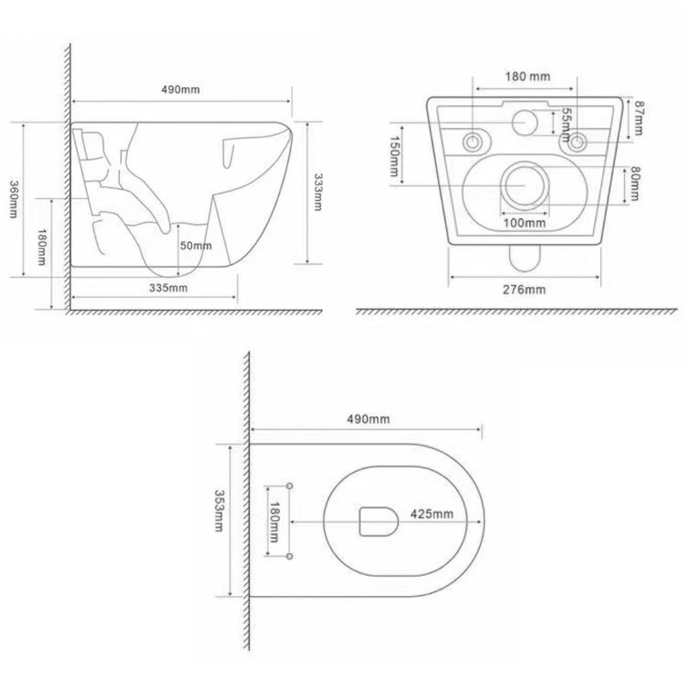 Delano fali rimless WC soft-close ülőkével fekete
