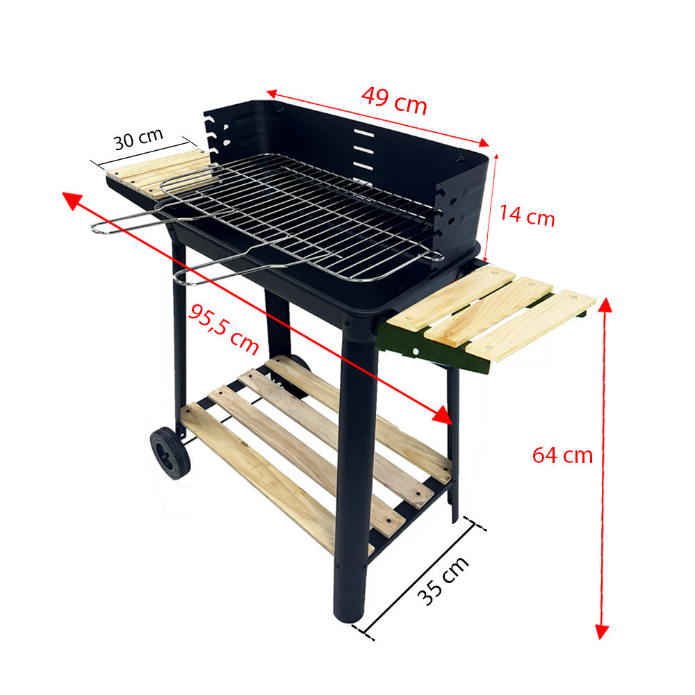Téglalap alakú görgös faszenes grill_2