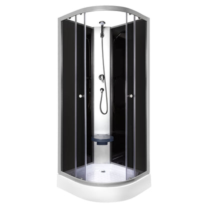 Evora Black 80 hátfalas zuhanykabin zuhanytálcával, 80x80x205 cm