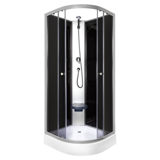 Evora Black 80 hátfalas zuhanykabin zuhanytálcával, 80x80x205 cm
