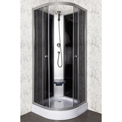 Evora Black 80 hátfalas zuhanykabin zuhanytálcával, 80x80x205 cm