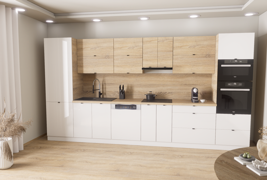 Milánó 400cm konyhablokk ( munkalappal ) 215cm magas