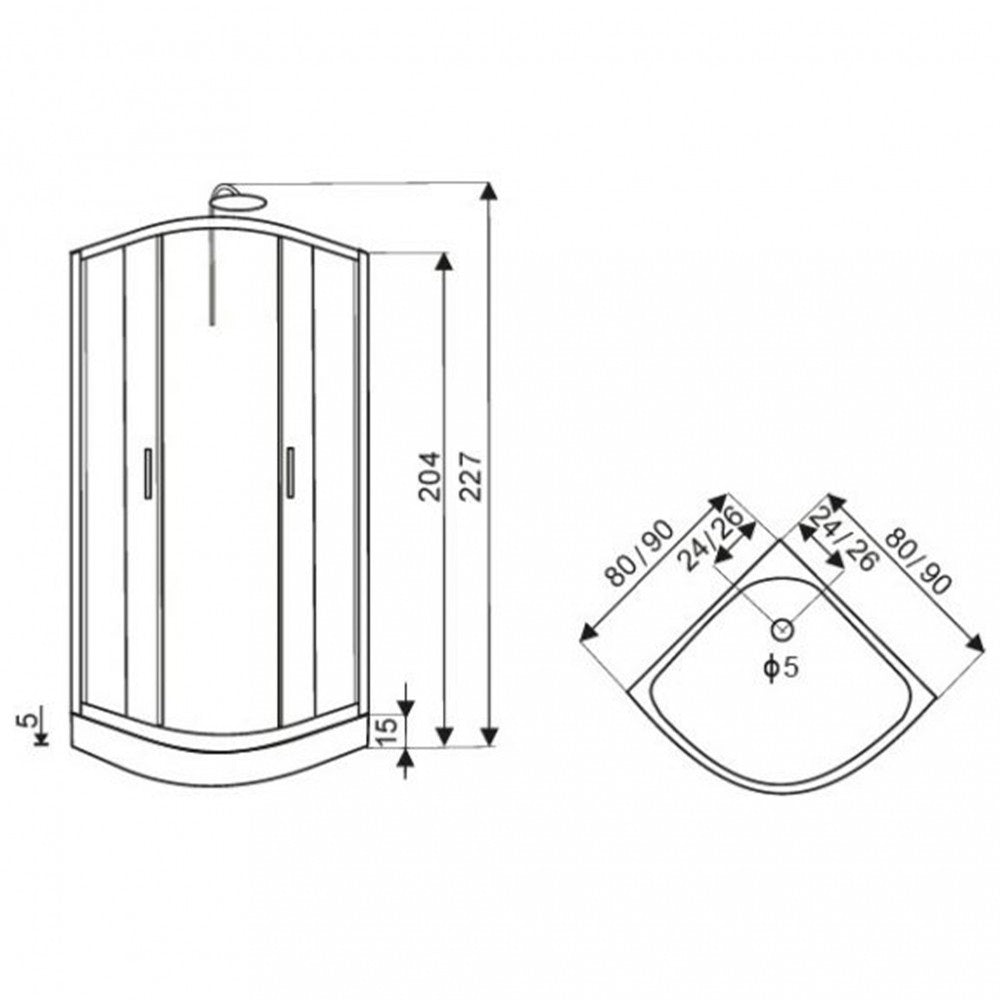 FARO80 hidromasszázs zuhanykabin, 80x80x227 cm