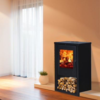 Flores vízteres szilárd tüzelésű kályha fekete 15 kw_1