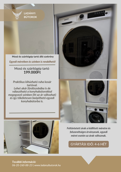 Álló Mosó és Szárítógép tartó Szekrény