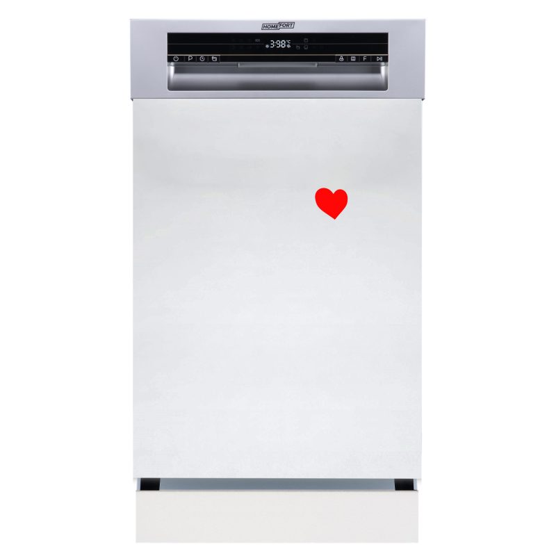 HOMEFORT HMGF0421DS Beépíthető mosogatógép, bútorlap nélkül, 10 teríték, 8.5 L fogyasztás, 8 program,  47 dB zajszint, D energia, Felső evőeszköztartó, 45 cm,  Digit. kijelző, Automata ajtónyitással