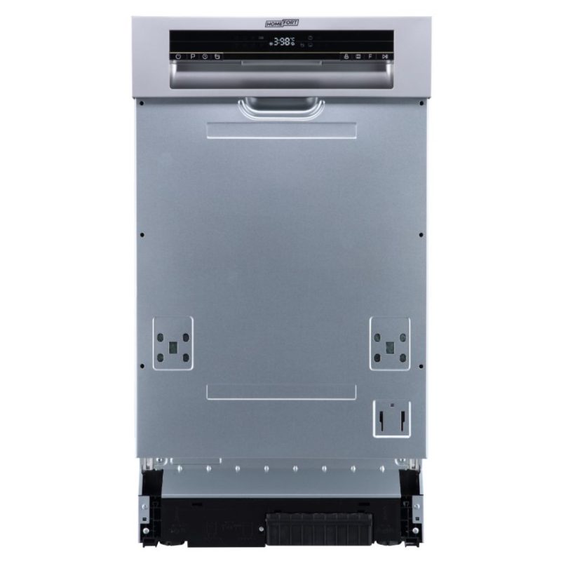 HOMEFORT HMGF0421DS Beépíthető mosogatógép, bútorlap nélkül, 10 teríték, 8.5 L fogyasztás, 8 program,  47 dB zajszint, D energia, Felső evőeszköztartó, 45 cm,  Digit. kijelző, Automata ajtónyitással