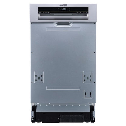 HOMEFORT HMGF0421DS Beépíthető mosogatógép, bútorlap nélkül, 10 teríték, 8.5 L fogyasztás, 8 program,  47 dB zajszint, D energia, Felső evőeszköztartó, 45 cm,  Digit. kijelző, Automata ajtónyitással