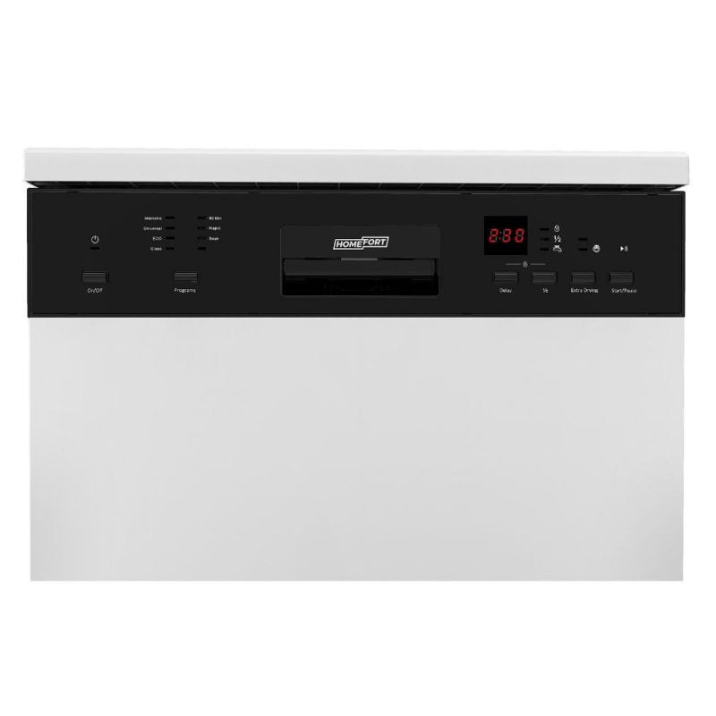 HOMEFORT HMGS0640W Szabadonálló mosogatógép 12 teríték, 11 L fogyasztás, 7 program,  47 dB zajszint, E energia, Alsó evőeszköztartó , 60 cm, Digit. Kijelző, Automata ajtónyitás nélkül