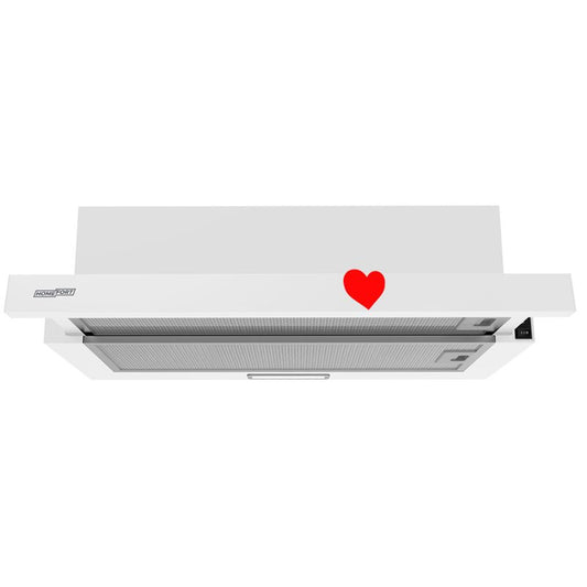 HOMEFORT HPK611W Beépíthető Kihúzható páraelszívó LED világítás 1 motor, 408 m3/h, 54-66 dB zajszint, 60 cm széles, B Energiaosztály