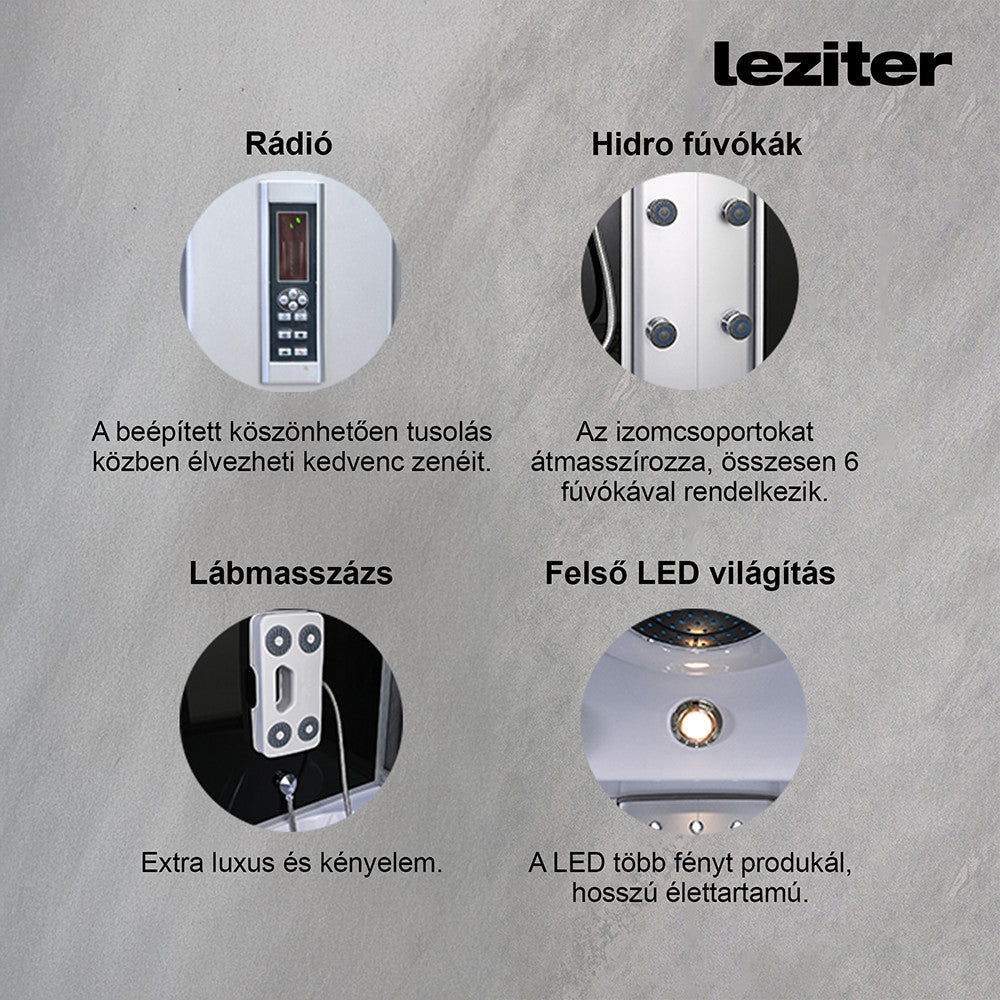 Emilia 150 Hidromasszázs Kádkabin elektronikával Black