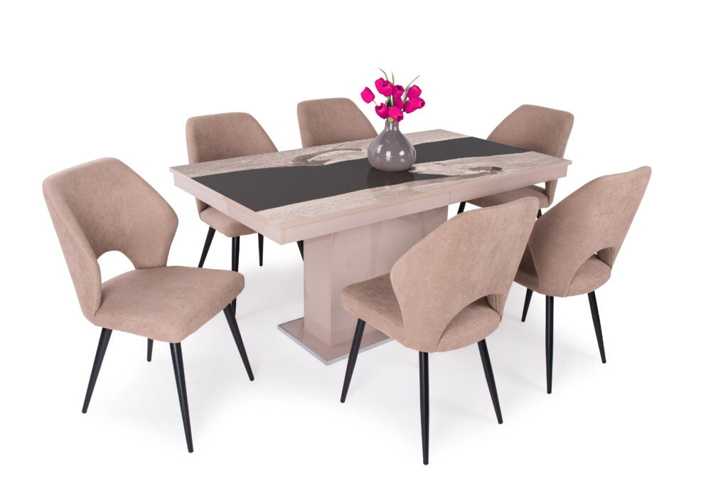 MAGASFÉNYŰ FLORA PLUSZ asztal (160 cm) Epoxy asztallappal
