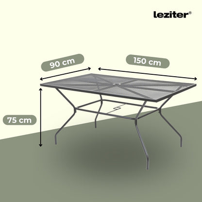 Melfi fém mesh kerti asztal 150x90x75 cm antracit