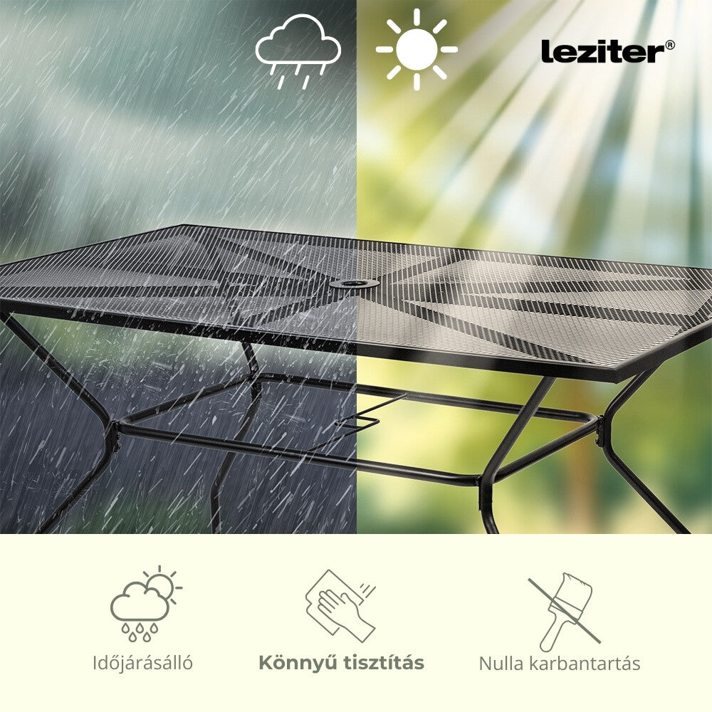 Melfi fém mesh kerti asztal 150x90x75 cm antracit