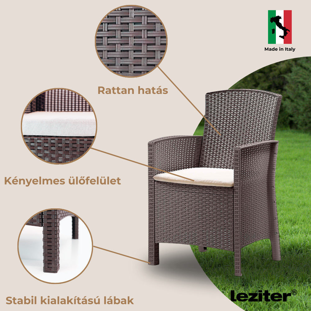 Lima műrattan karfás szék taupe