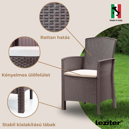 Lima műrattan karfás szék taupe
