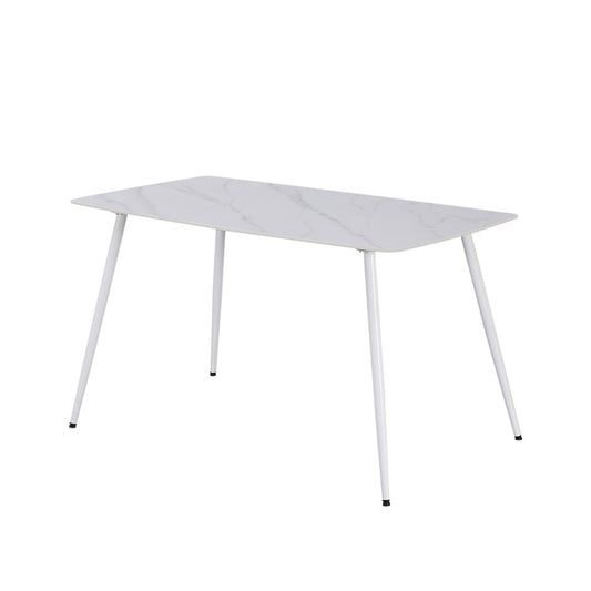 Bora 140 cm szögletes szinterezett kő étkezőasztal fehér