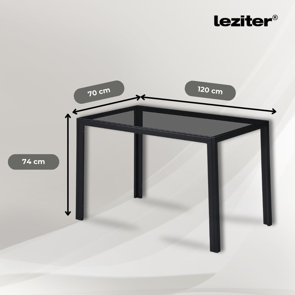 Clara 120 cm szögletes üveg étkezőasztal szürke