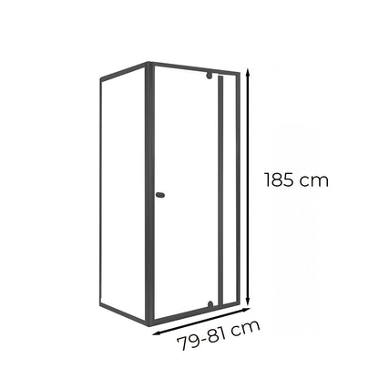 Flexi sarokba szerelhető aszimmetrikus zuhanykabin 80x90 cm zuhanytálca nélkül fekete