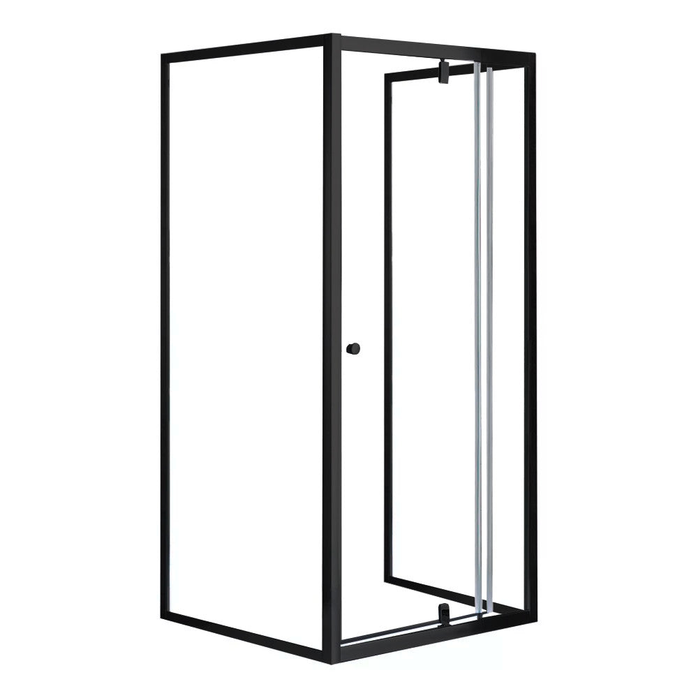 Flexi falsíkra szerelhető szögletes zuhanykabin 90x90 cm zuhanytálca nélkül fekete