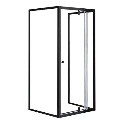 Flexi falsíkra szerelhető szögletes zuhanykabin 90x90 cm zuhanytálca nélkül fekete