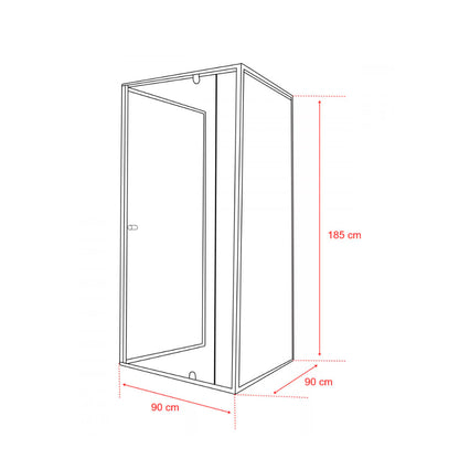 Flexi falsíkra szerelhető szögletes zuhanykabin 90x90 cm zuhanytálca nélkül fekete
