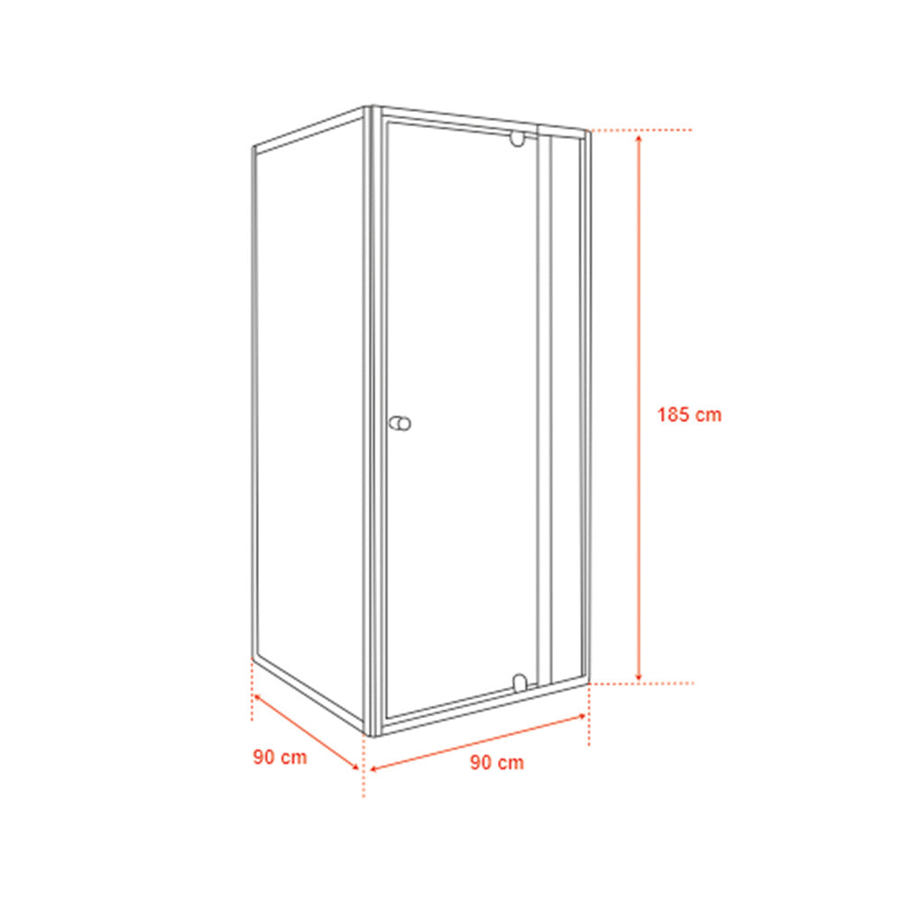 Flexi sarokba szerelhető szögletes zuhanykabin 90x90 cm zuhanytálca nélkül fekete