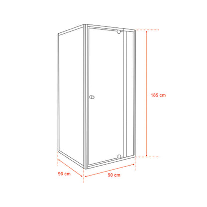 Flexi sarokba szerelhető szögletes zuhanykabin 90x90 cm zuhanytálca nélkül fekete