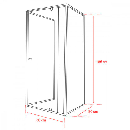 Flexi falsíkra szerelhető szögletes zuhanykabin 8x8 cm zuhanytálca nélkül_2