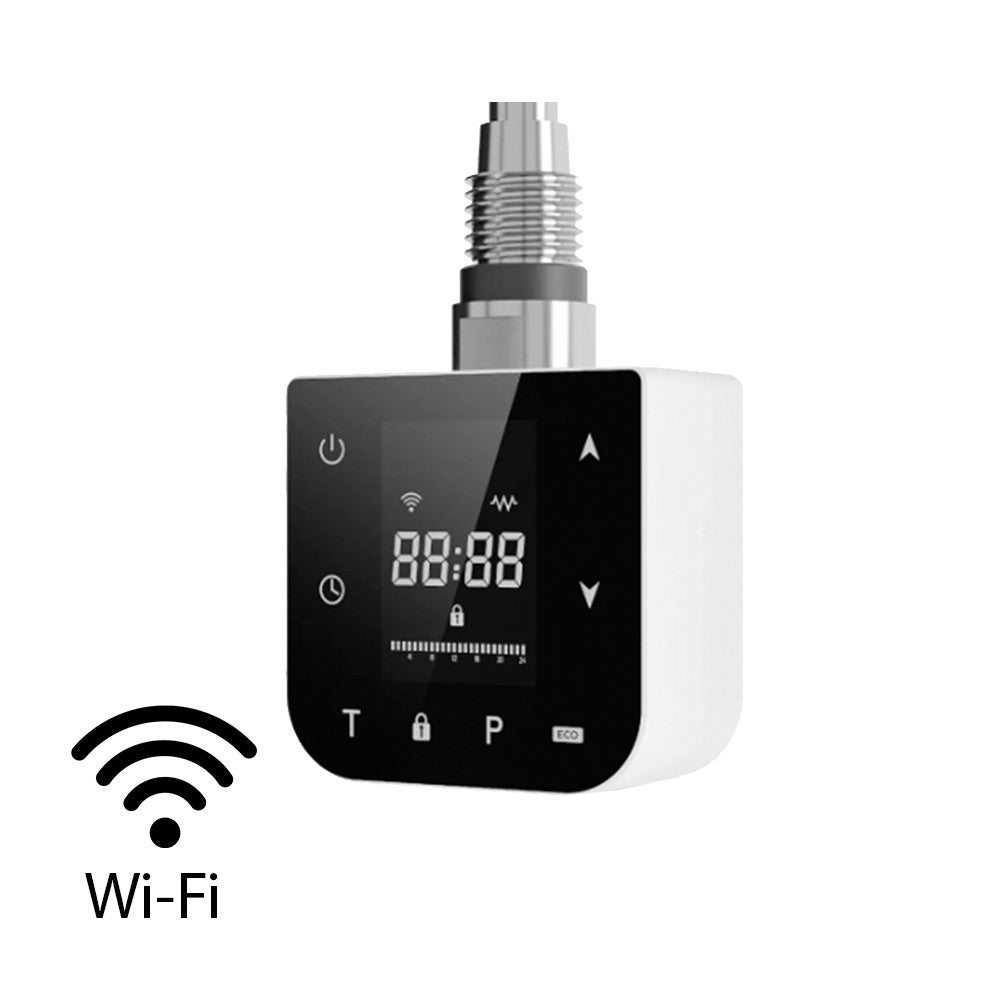 Wifi-s fűtőpatron törölközőszárító radiátorhoz digitális hőfokszabályozóval 800W fehér