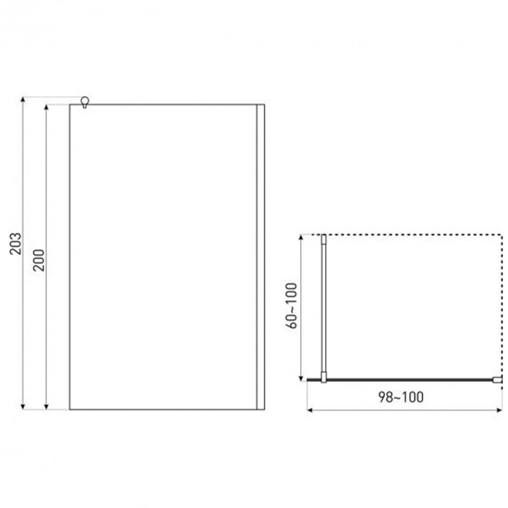 Line 1 TR Walk-In zuhanykabin 1x23 cm, fekete profil, víztiszta üveg._1