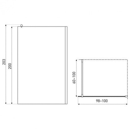 Line 1 TR Walk-In zuhanykabin 1x23 cm, fekete profil, víztiszta üveg._1