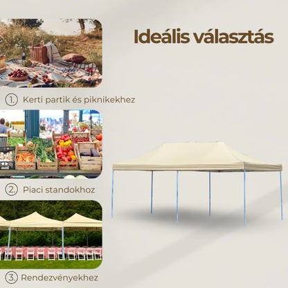 Összecsukható kerti pavilon 3x6 m bézs