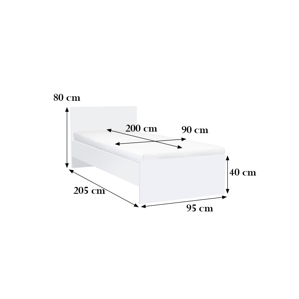 Miami egyszemélyes ágy 90x200 cm fehér-fehér