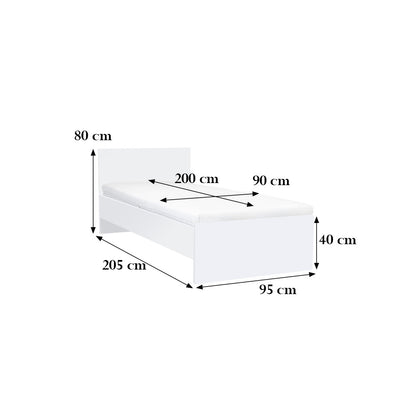 Miami egyszemélyes ágy 90x200 cm fehér-fehér